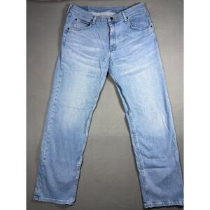 Wrangler Mens Jeans Premium Quality Straight Leg 34x32 Light Wash Cotton Blend